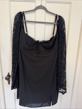 Princess Polly Black Lace Sleeve Mini Dress
